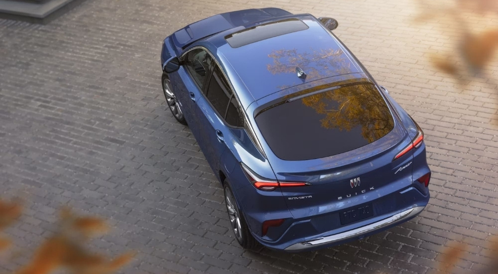 A blue 2024 Buick Envista seen from above after visiting a Buick dealer near you.
