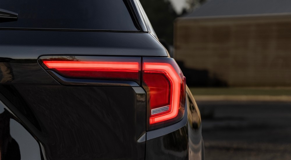 A black Taillight of a 2025 GMC Terrain for sale from the rear.