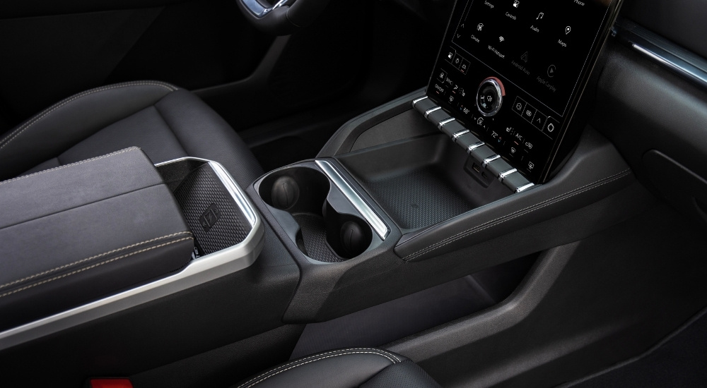 The black center console of a 2025 GMC Terrain.