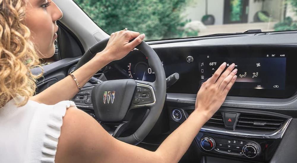 Close-up of a gray dash in a 2025 Buick Encore GX.