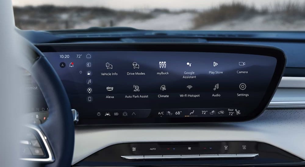 Close-up of the infotainment screen in a 2026 Buick Enclave.
