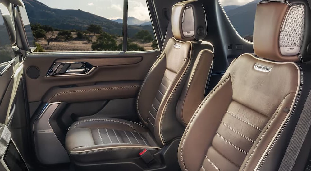 Rear tan seats in a 2026 GMC Yukon.