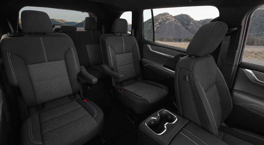 Black rear interior in a 2026 GMC Acadia.