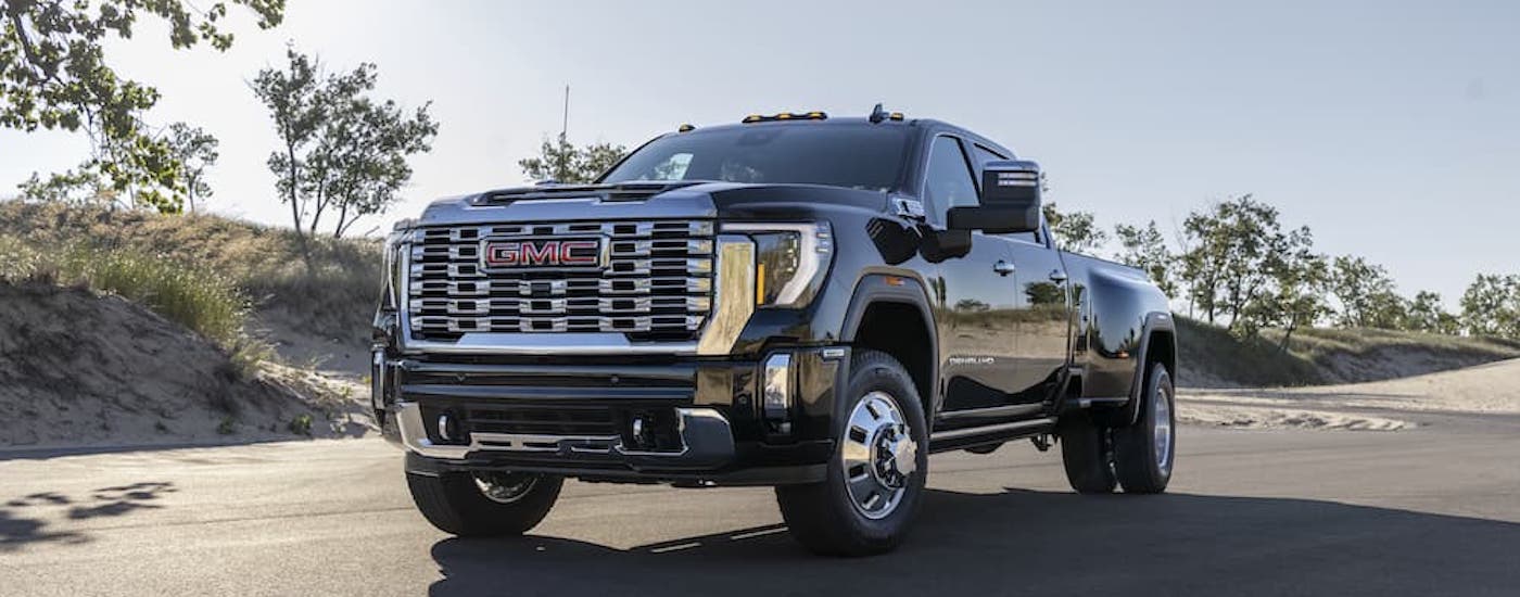 A black 2025 GMC Sierra 3500 HD for sale from the front.