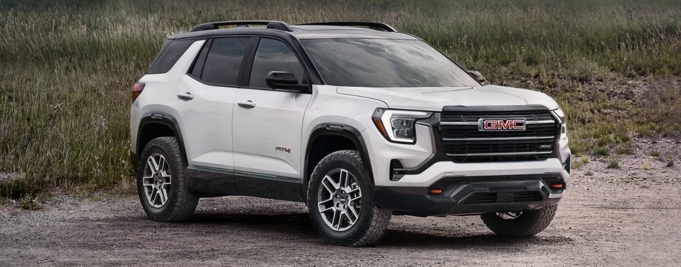 A white 2026 GMC Terrain AT4 parked off-road